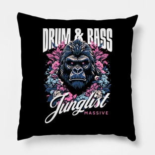 DRUM AND BASS  - Junglist Gorilla Massive (white/blue/pink) Pillow