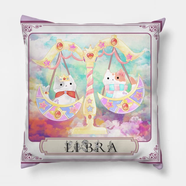 Libra Horoscope Twin Cats Pillow by FungibleDesign