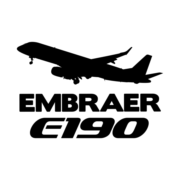 Embraer E190 Silhouette Print (Black) by TheArtofFlying