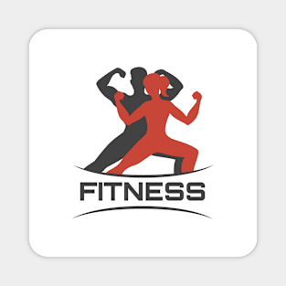 Fitness Logo with Posing bodybuilders Magnet