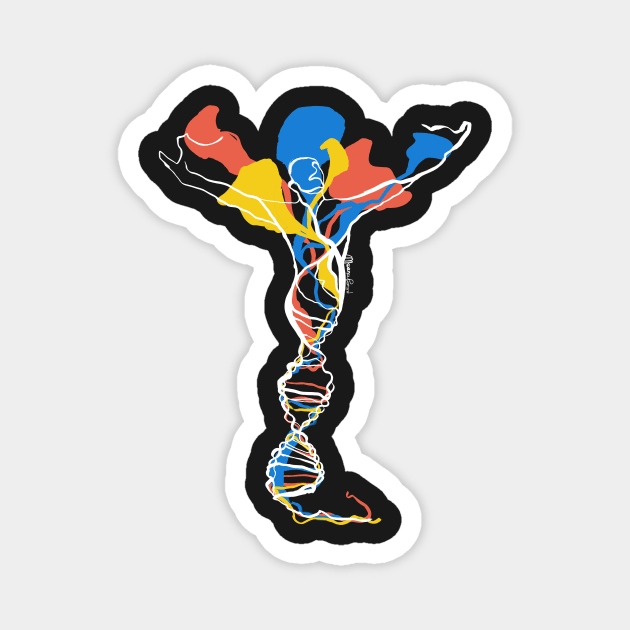 Single Line - DNA Activation (White) Magnet by MaxencePierrard