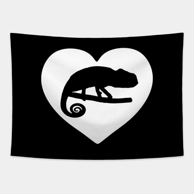 Black Heart Chameleon for Chameleon Lovers Tapestry by Mochi Merch