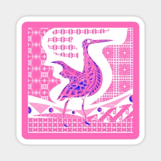 pink agami heron garza in ecopop talavera azulejo pattern in pop wallpaper Magnet