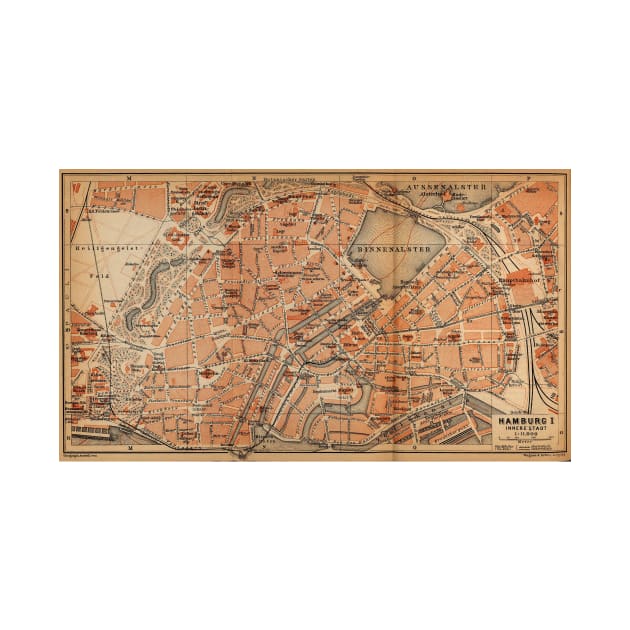 Vintage Map of Hamburg Germany (1910) by Bravuramedia