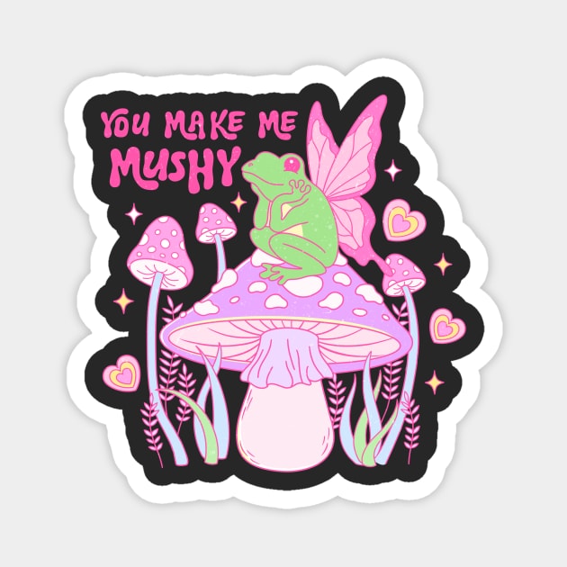 You Make Me Mushy Frog Love Magnet by Nessanya