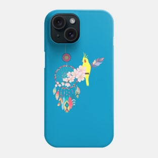 yellow bird and colorful dreamcatcher art Phone Case