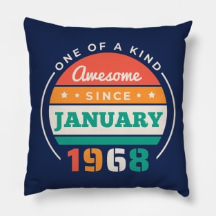 Retro Awesome Since January 1968 Birthday Vintage Bday 1968 Pillow