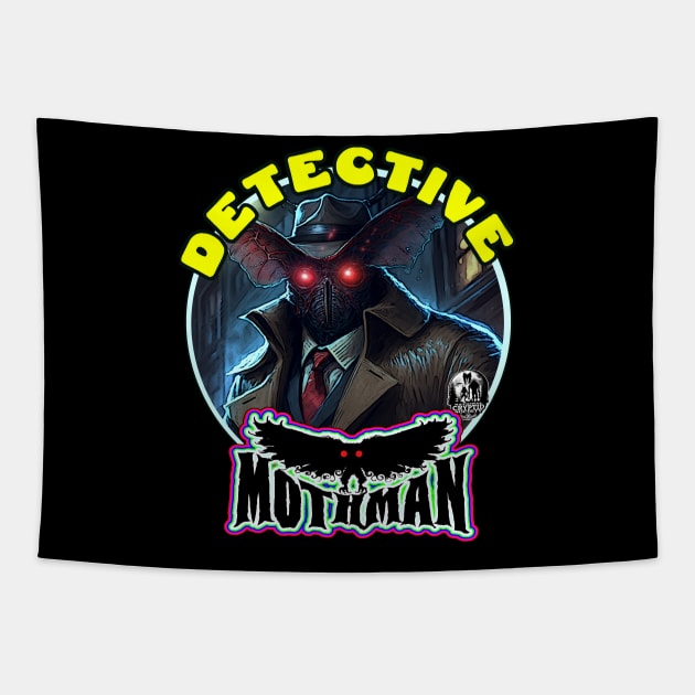 Detective Mothman Flying Humanoid Moth Crime Fighter Monster 1 Tapestry by National Cryptid Society