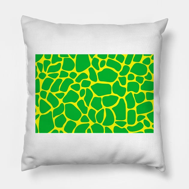 Giraffe print green and gold Pillow by BeastieToyz