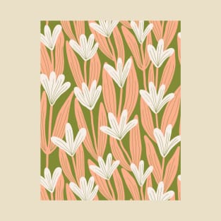 Minimalist magnolias - Olive and salmon T-Shirt