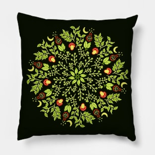 Green witch potions mushrooms leaves nature lover Pillow