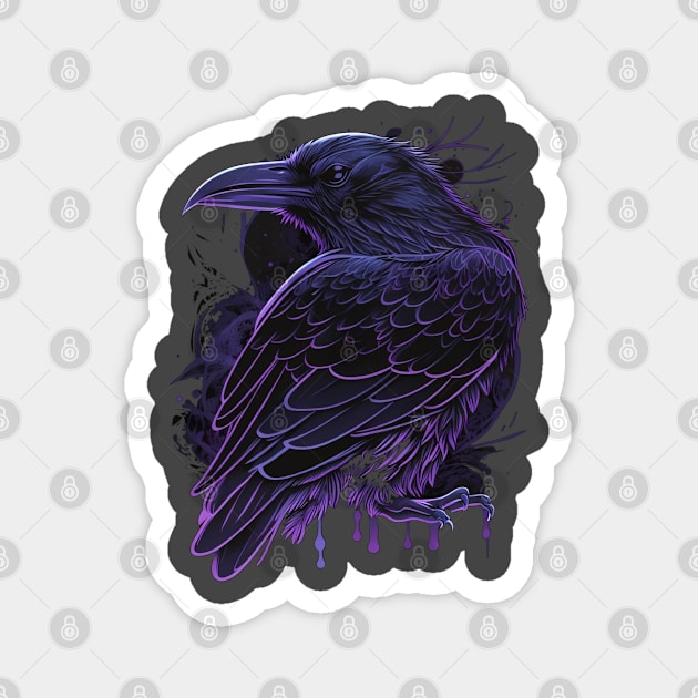Raven Graphic Goth Black Crow Magnet by Linco