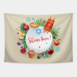 Happy Rosh Hashanah - Shana Tova! Autumn New Year Jewish Holiday Paty Vintage Decoration Tapestry