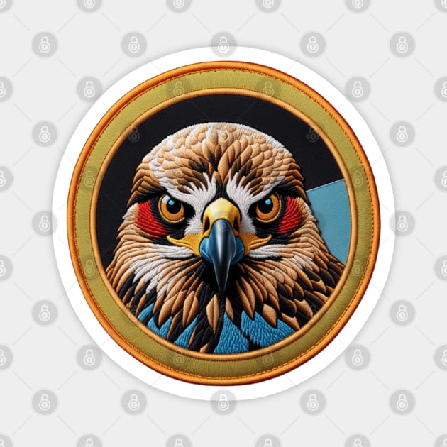 Colorful Hawk Embroidered Patch Magnet by Xie