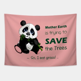 Cute Panda preferred to eat grass! Tapestry