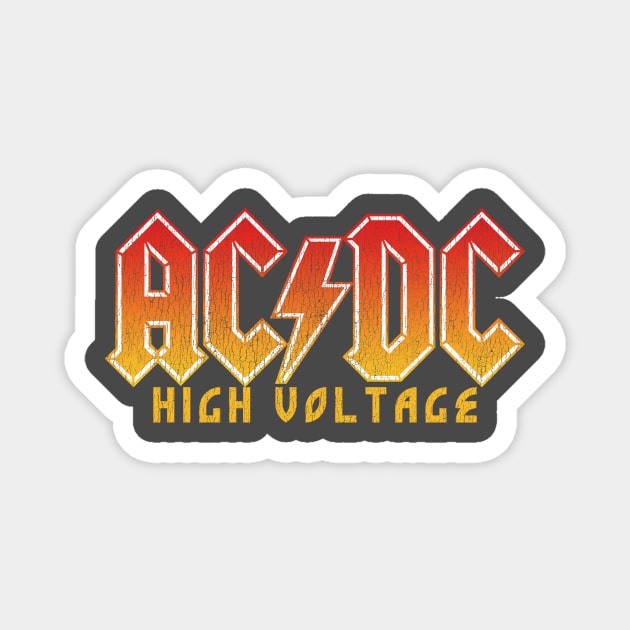 Vintage ACDC Distressed Satire Tribute Hard Rock Heavy Metal Logo Magnet by robotbasecamp