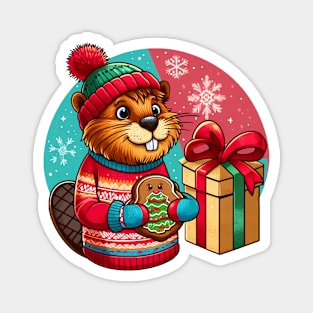 Funny Beavers Christmas Magnet