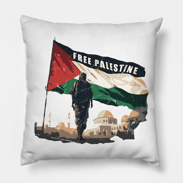 Free Palestine Free Gaza // Retro Palestine flag Pillow by Trendsdk