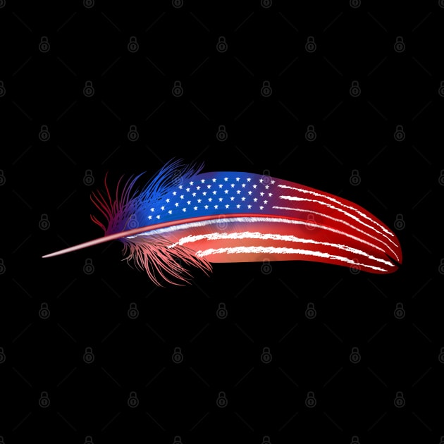 Native American Veteran Flag Day Feather for July 4th by Einstein Parrot