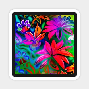 Hawaiian Hibiscus Flowers Psychedelic Floral Gift Mom Luxury Trippy Vibrant Colorful Magnet