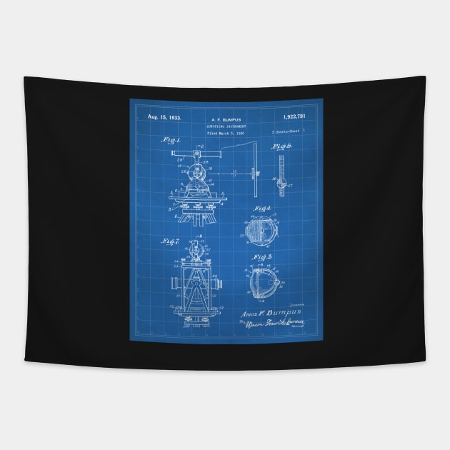 Surveying Patent - Surveyor Construction Builder Art - Blueprint Tapestry by patentpress