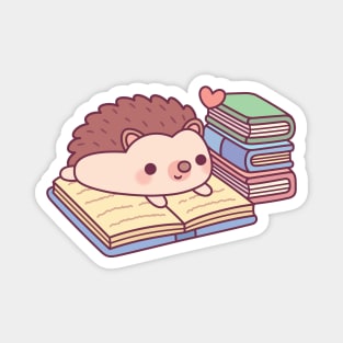 Cute Hedgehog Reading A Book Magnet