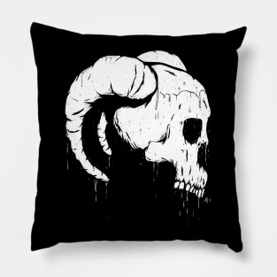 Morbid Skull With Ram Horns Pillow