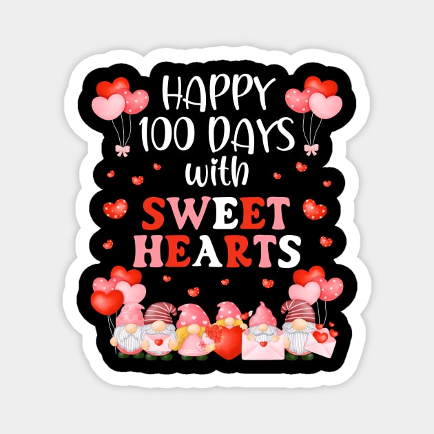 Happy 100 Days with Sweet Hearts Teacher Men Women Funny Magnet by AimArtStudio