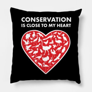 Birds Conservation Heart Pillow