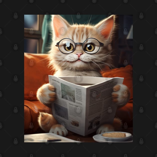 Nerdy Whiskers: The Knowledgeable Kitten by vk09design