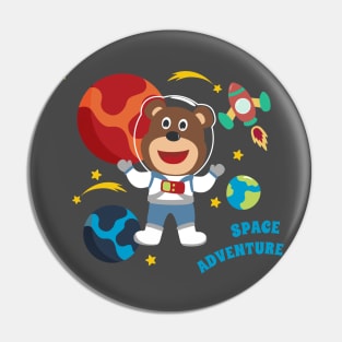 Space bear or astronaut in a space suit with cartoon style Pin