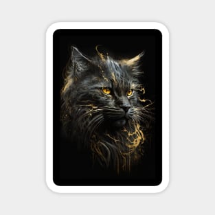 Cat Portrait Animal Nature Wildlife Dark Painting Wild Spirit Magnet