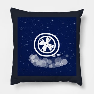 Wheel, unicycle, transport, ride, commute, travel, tourism, movement, technology, light, universe, cosmos, galaxy, shine, concept Pillow