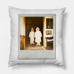 Ghost Twins Caught on Film | Secret Vintage Polaroid Ghost captured | Rare Scary Classic Retro Portrait  | Mary Loo & Timmy 1917 Pillow