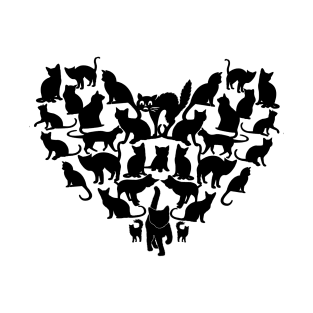 heart design with cat image-black-cat lovers T-Shirt