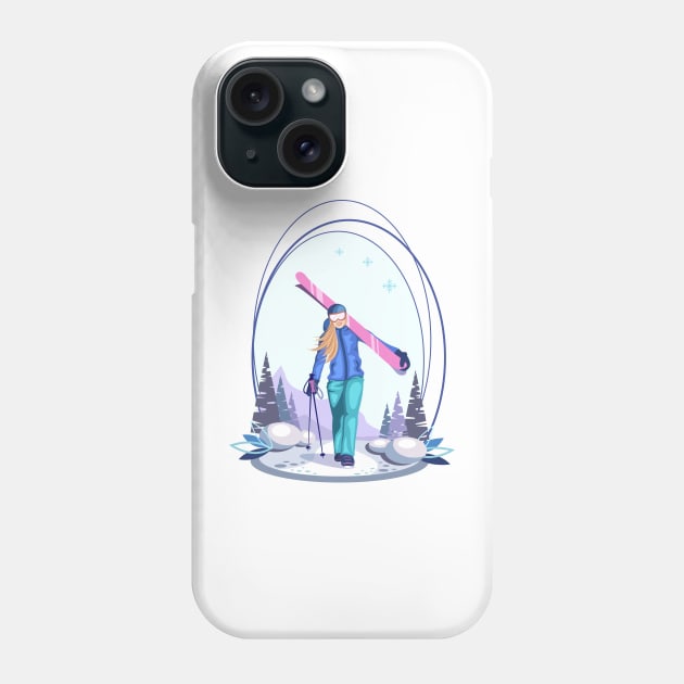 Skier Phone Case by Design by Arapova