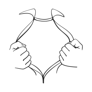 Superhero Tearing Shirt Open Reveal Vector T-Shirt