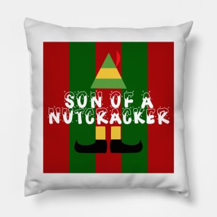 Son Of A Nutcracker Elf Quote Christmas Knit Pillow
