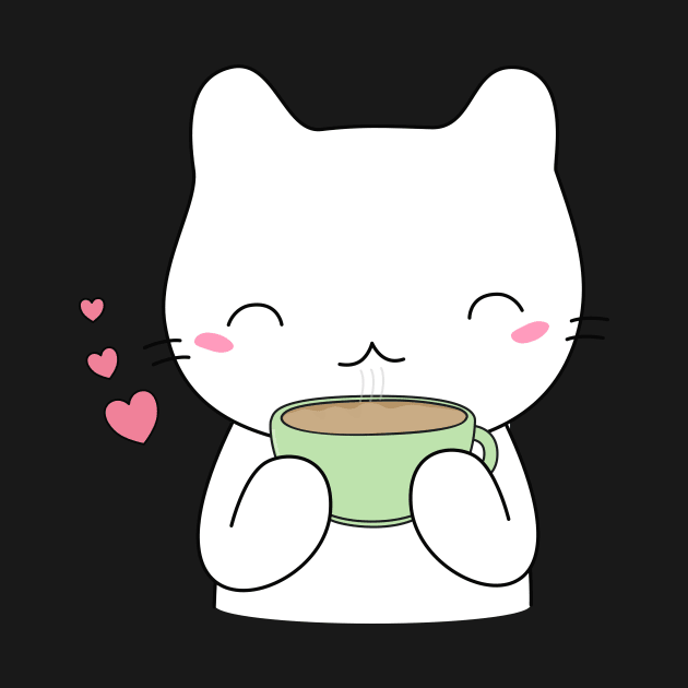 Cute Coffee Cat T-Shirt by happinessinatee