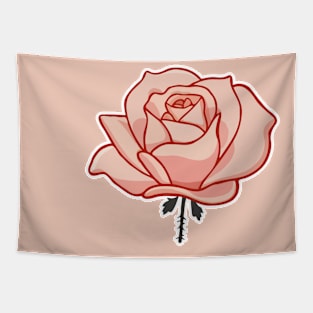 Pink Rose Illustration Tapestry