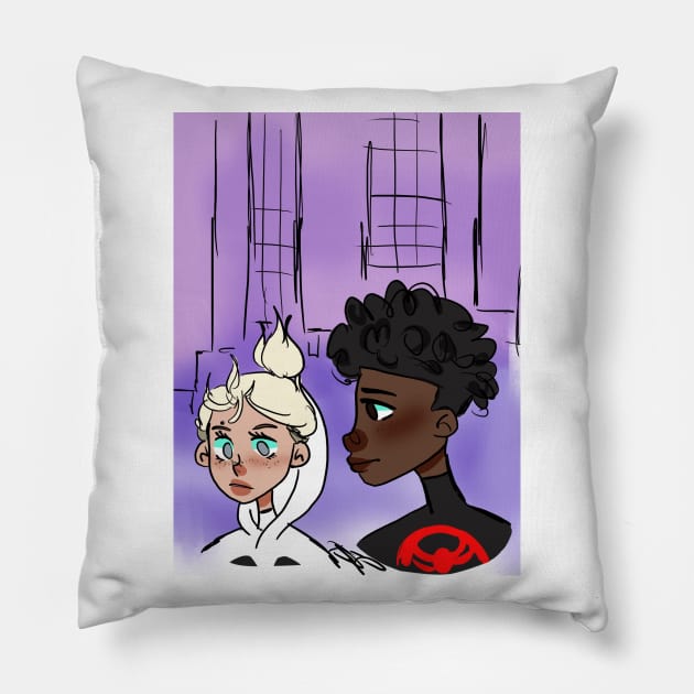 Miles and Gwen Pillow by MershadiesArt