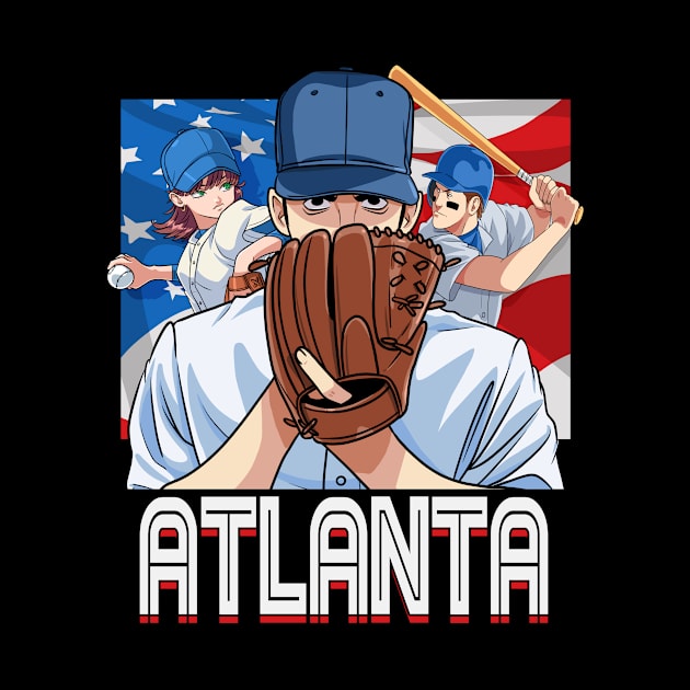 Atlanta Vintage Baseball Lovers American Flag by Noseking