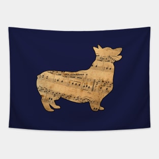 Sheet Music Corgi Dog Tapestry