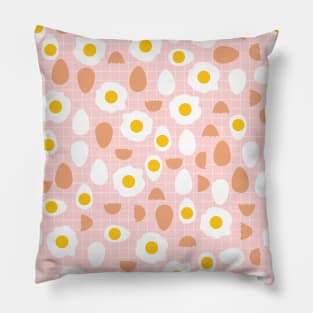 Cute Eggs Pattern on Pink Background Pillow