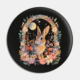 Bunny Lovers Botanical Spring Flowers Rabbit Woodland Forest Pin