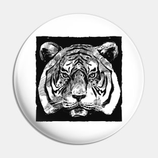 Tiger Head Hand Drawn Pin