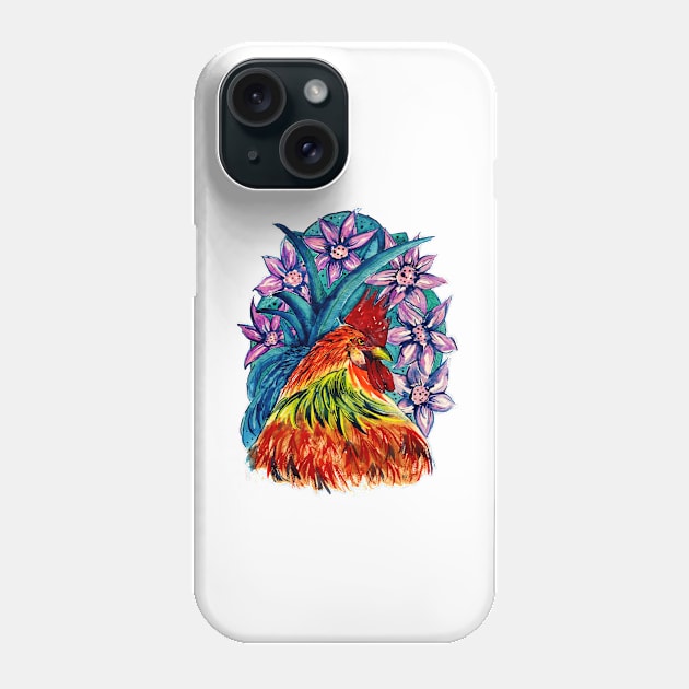 Year of the Rooster (Large, untiled design) Phone Case by WaterGardens