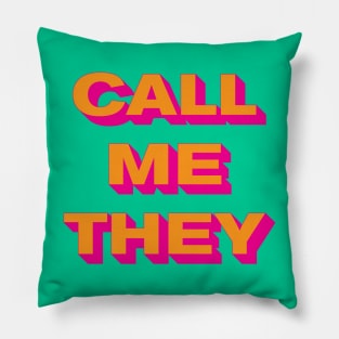 Call Me They (Orange on Pink) Pillow