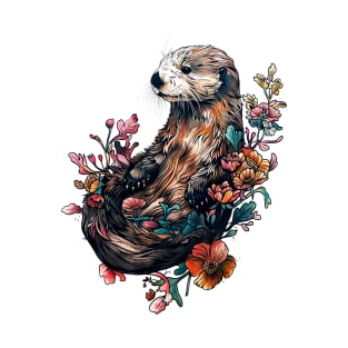 Floral Sea Otter T-Shirt