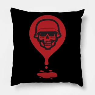 Skull With Helmet and Dripping Blood Pillow